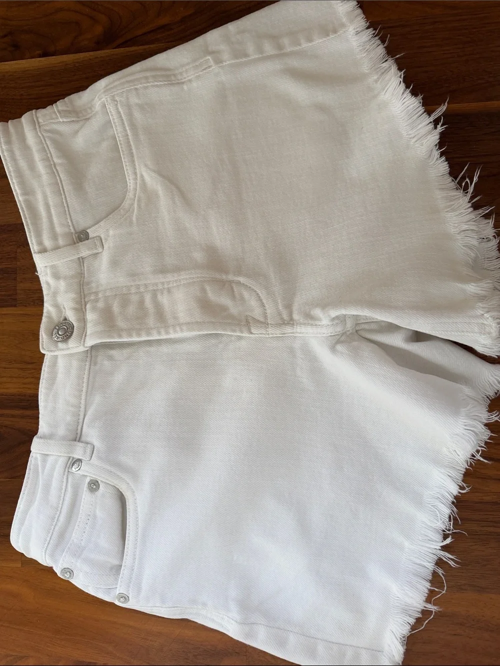 AYR “The Sure Sure” White Frayed Hem Women's Denim Shorts 25